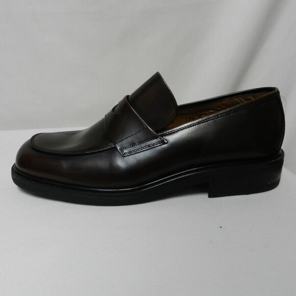 BASS Leather brown Penny Loafers shoes slides made in Italy NEW Size Sz 10.5 M - Picture 6 of 12